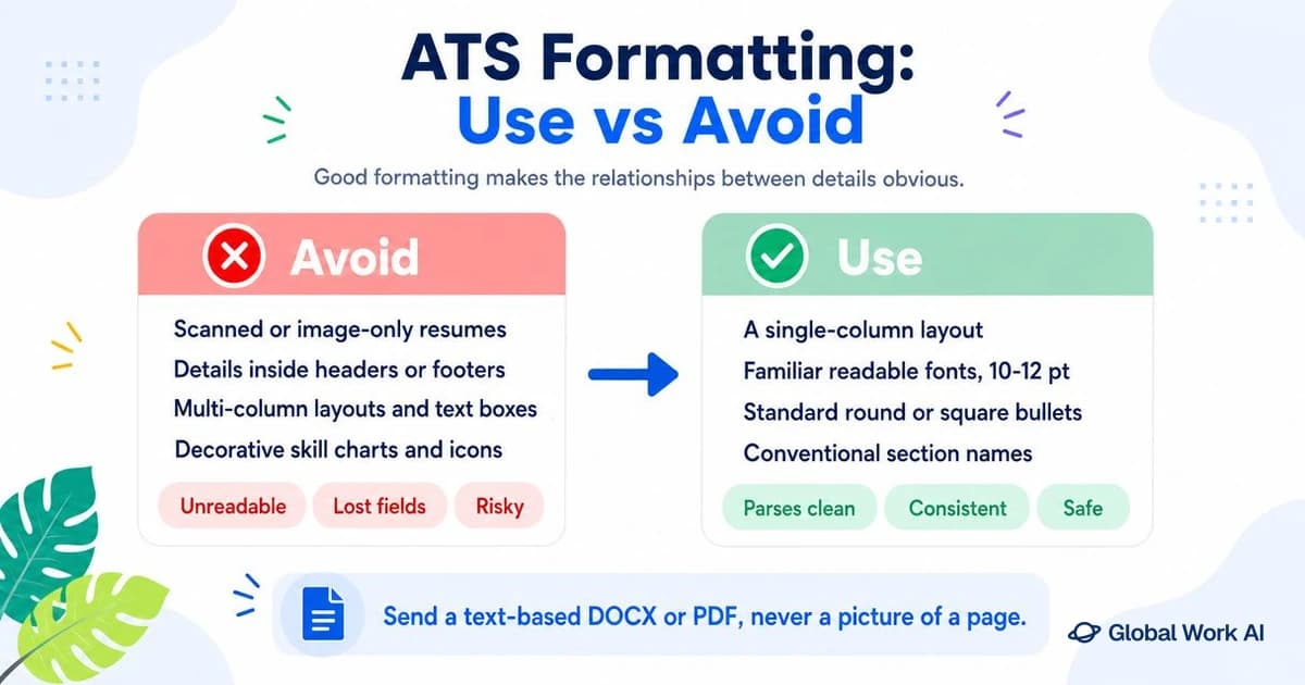 ATS resume formatting to use and avoid