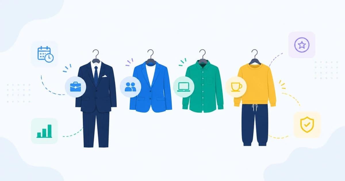 Business attire levels compared, from casual to business formal